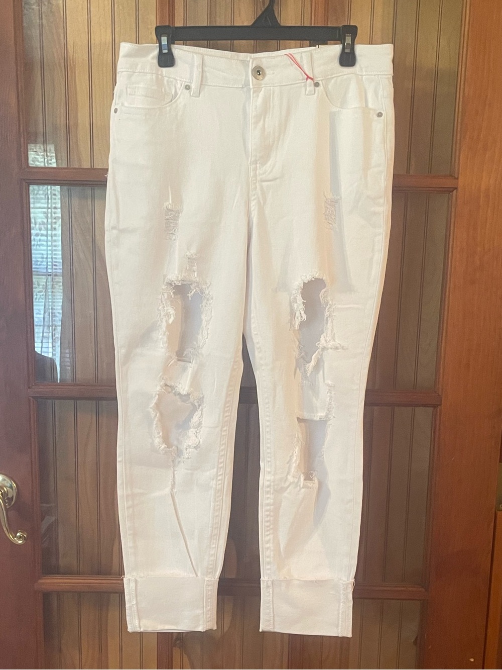 White Distressed Ankle Jeans for Women
